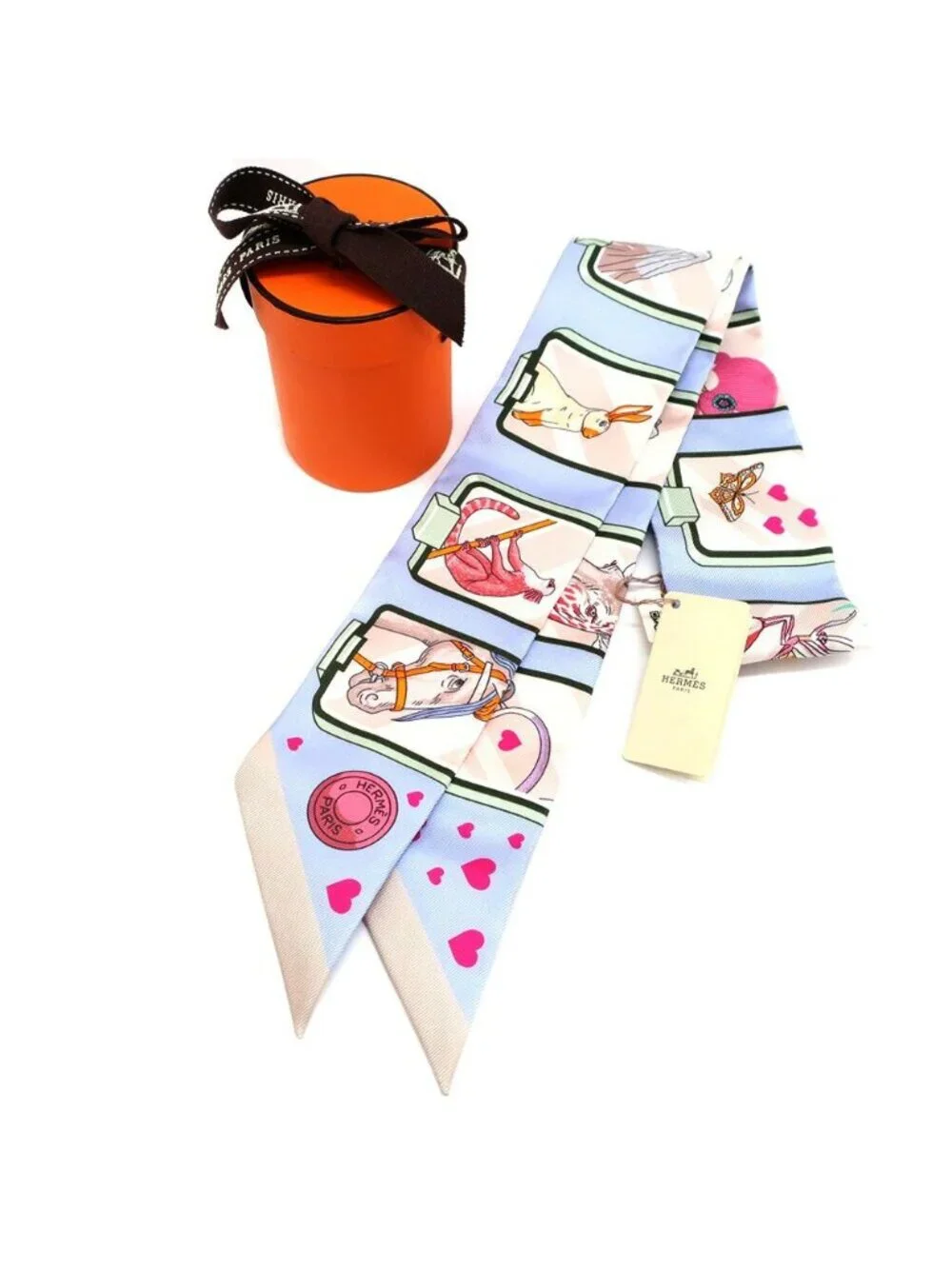 Hermes Heaven Tsuiri Scarf Story Blue Pale Rose